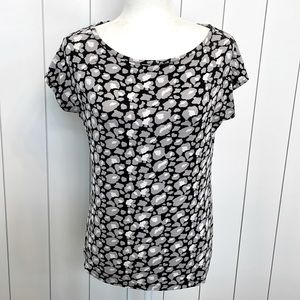 Talbots MP cap sleeve Tee. Black gray white